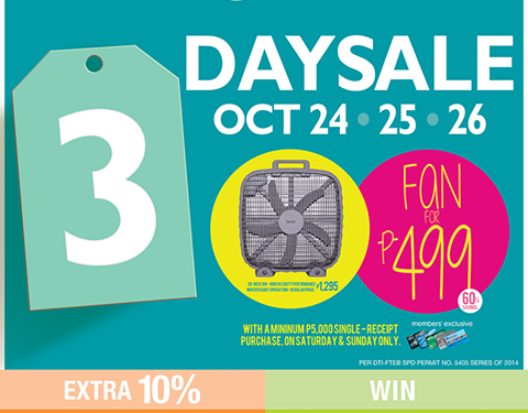 Get additional 10% OFF @ SM North Edsa 3-Day Sale!