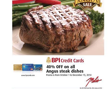 40% OFF Melo’s Angus Steaks with your BPI Card