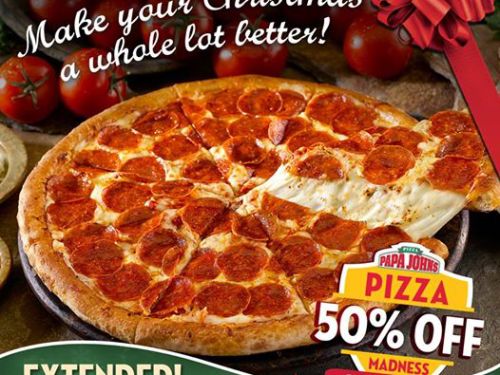 Get Papa John’s Pizza at 50% OFF from 2PM-6PM Promo – Extended until Dec. 18!