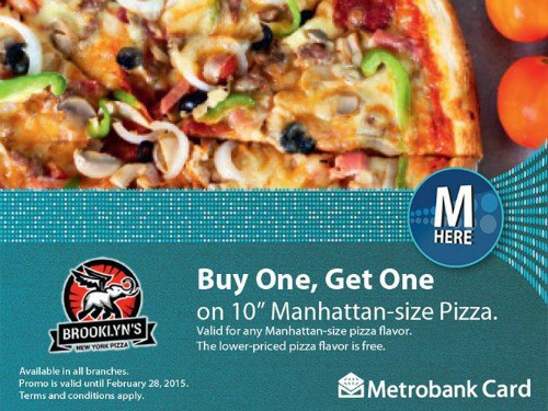 Brooklyn Pizza Buy 1 Get 1 With Metrobank Card