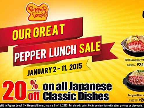 Pepper Lunch 20% OFF Classic Japanese Dishes Until Jan. 11!