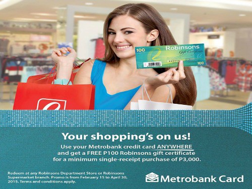 Get P100 Robinsons GC for Every P3,000 Spend on Metrobank Card