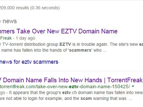 EZTV’s Website Taken Over By Scammers According to TorrentFreak