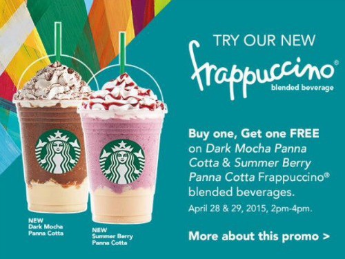 Starbucks Buy 1 Get 1 on Panna Cotta Frappuccinos