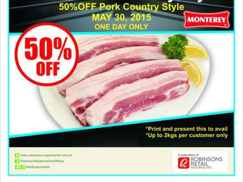 50% OFF Monterey Pork at Robinsons Supermarket – 1 DAY ONLY!
