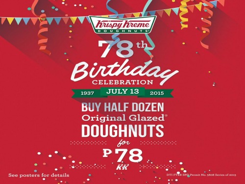 Krispy Kreme 6 Donuts for P78 Promo! TODAY ONLY!