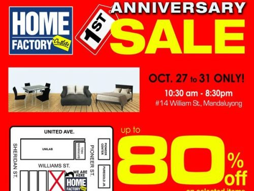 Home Factory Outlet 1st Year Sale STARTS TOMORROW!
