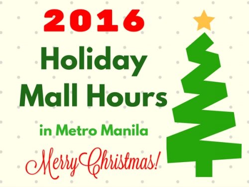 Holiday / Christmas Mall Hours 2016