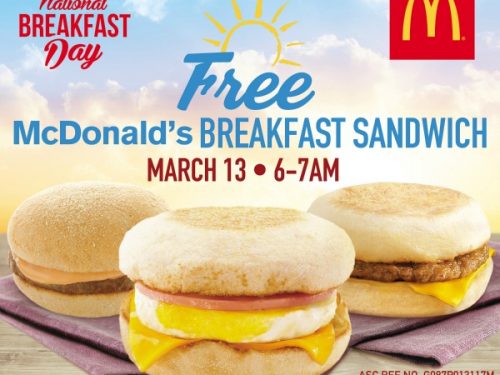 FREE McDonald’s Breakfast Sandwich this Monday!
