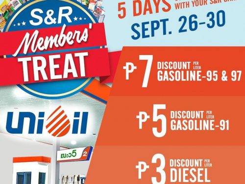 Save Up to P7.00 per Liter of Gas During S&R’s Member’s Treat